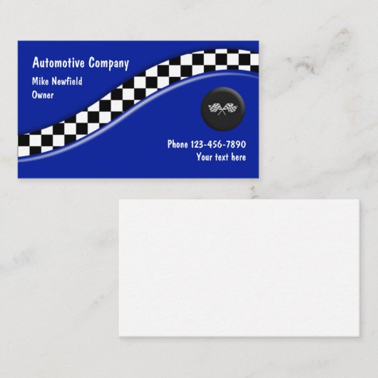 車のな競争の旗のデザイン 名刺 (正面/裏面)