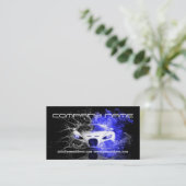 車のな競争の白い車は速くカードを黒くします 名刺 (スタンド正面)