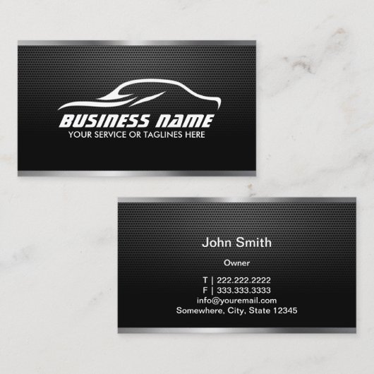 車のな自動車修理の専門の金属の鋼鉄 名刺 (正面/裏面)