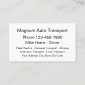 車のな輸送の急使 名刺 (裏面)