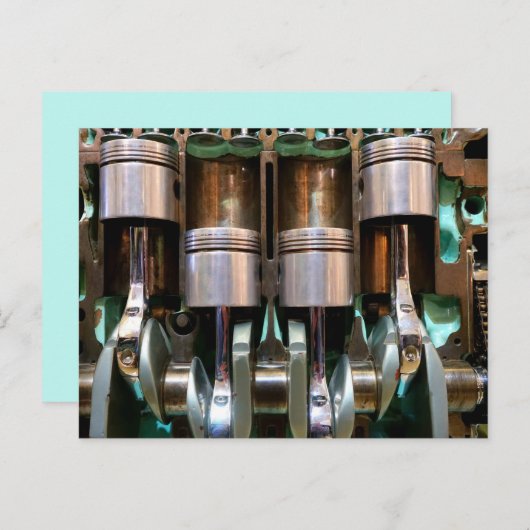 車のエンジンのピストンのはがき ポストカード (正面/裏面)