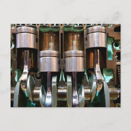車のエンジンのピストンのはがき ポストカード (正面)