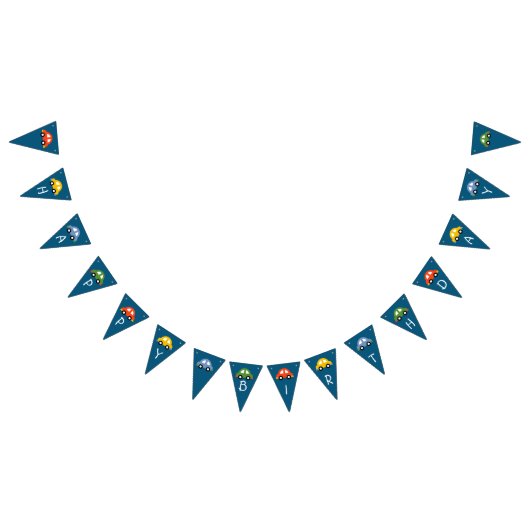 車のカスタム誕生日バナー バンティングフラッグ (全)