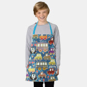 車のキッズブルー。オールオーバープリントエプロン エプロン (着用した状態)
