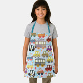 車のキッズブルー。オールオーバープリントエプロン エプロン (インサイチュ)