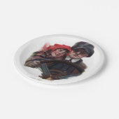 車のクラシックロマンチックな冬のヴィンテージイラストレーション ペーパープレート (アングル)