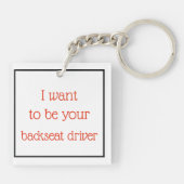 車のクラシックヴィンテージロマンチックな冬イラストレーション キーホルダー (裏面)