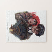 車のクラシックヴィンテージロマンチックな冬イラストレーション ジグソーパズル (横)