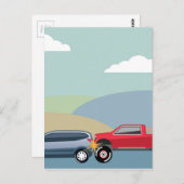 車のクラッシュ後終了車のベクトル ポストカード (正面/裏面)