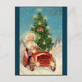 車のクリスマスカードの木の男 ポストカード