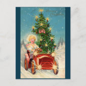 車のクリスマスカードの木の男 ポストカード (正面)