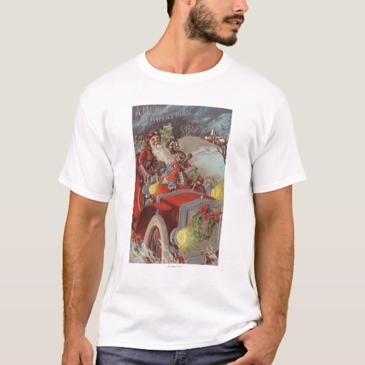 車のクリスマスGreetingSanta Tシャツ (正面)