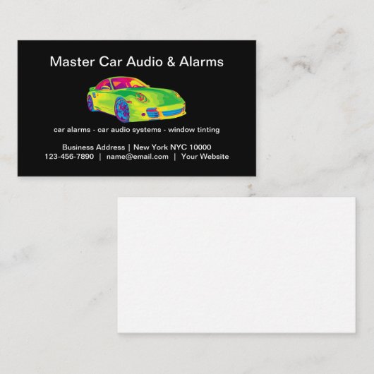 車のクールオーディオとアラーム 名刺 (正面/裏面)