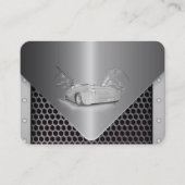 車のクールスケッチを持つ灰色の金属色 名刺 (正面)