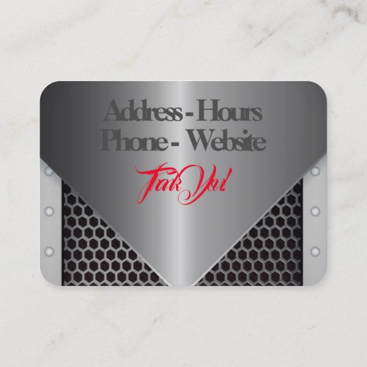 車のクールスケッチを持つ灰色の金属色 名刺 (裏面)