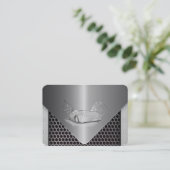 車のクールスケッチを持つ灰色の金属色 名刺 (スタンド正面)