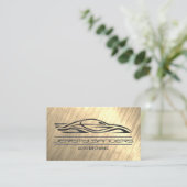 車のグラフィックロゴ | 金ゴールドテクスチャ 名刺 (スタンド正面)