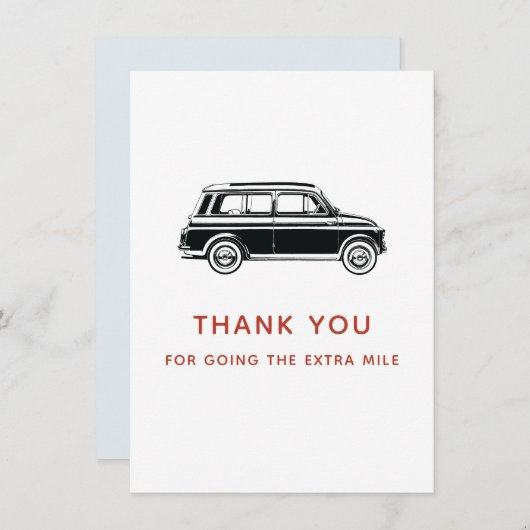車のサンキューカード感謝してい、追加マイル行く サンキューカード (正面/裏面)