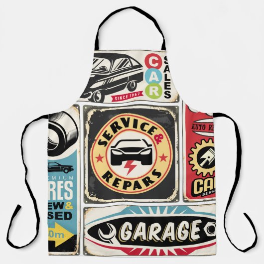 車のサービスと修理レトロシンボルや象徴コレクション。ヴィン エプロン (正面)