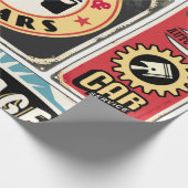 車のサービスと修理レトロシンボルや象徴コレクション。ヴィン ラッピングペーパー (角)