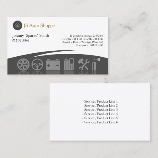 車のサービスアイコン黒の名刺 名刺 (正面/裏面)