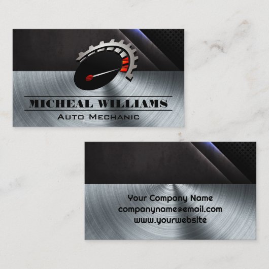 車のサービス |オドメーターロゴ |整備士 名刺 (正面/裏面)
