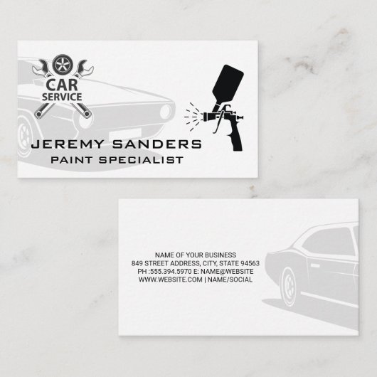 車のサービス | 自動サー絵を描ビス名刺 名刺 (正面/裏面)