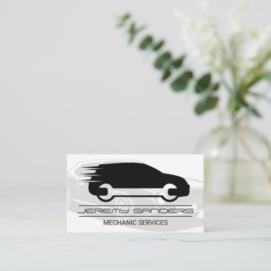 車のサービス |自動 |整備士ロゴ 名刺 (スタンド正面)