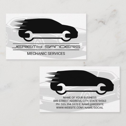 車のサービス |自動 |整備士ロゴ 名刺 (正面/裏面)