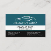 車のシルエット – 整備士自動修復ティール（緑がかった色） 名刺 (正面)