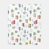 車のシームレスなパターンを持つ漫画の車 フリースブランケット (正面)