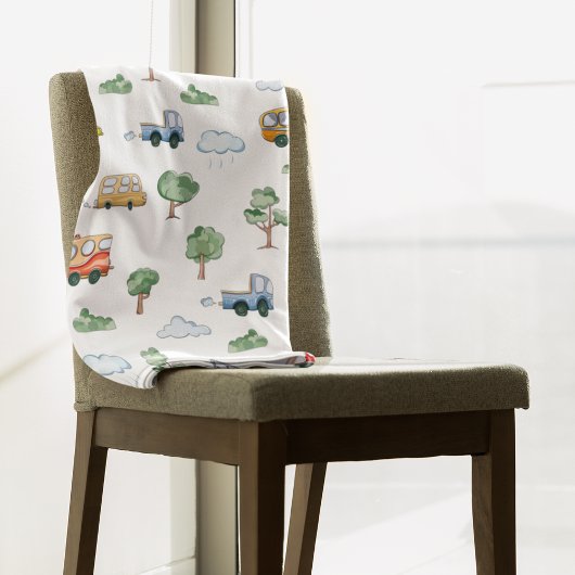 車のシームレスなパターンを持つ漫画の車 フリースブランケット