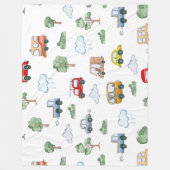 車のシームレスなパターンを持つ漫画の車 フリースブランケット (正面)