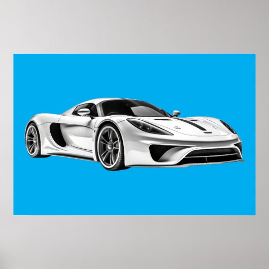 車のスケッチII （青い背景） ポスター (正面)