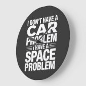 車のスペース問題 PNG、ガレージ・ユーモア ラージ壁時計 (傾斜)