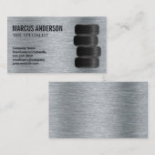 車のタイヤ |金属ブラシ付き背景 名刺 (正面/裏面)