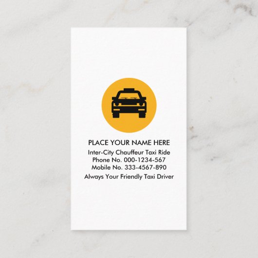車のタクシーにスポットライトを当てるアイコン 名刺 (裏面)