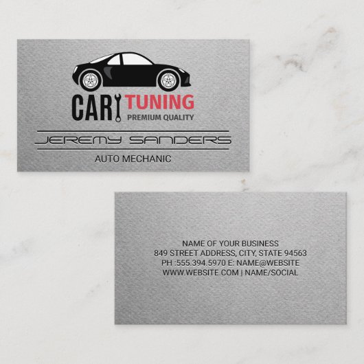 車のチューニング | 自動修復ロゴ 名刺 (正面/裏面)