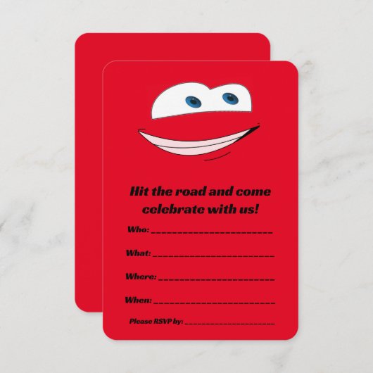 車のテーマ誕生日招待状 招待状 (正面/裏面)