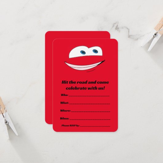 車のテーマ誕生日招待状 招待状 (正面/裏面インサイチュ)