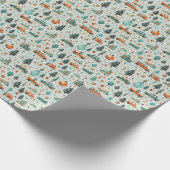 車のトラックのクリスマスツリーが緑のクリスマス ラッピングペーパー (角)