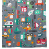 車のトラックの子どものパターン  シャワーカーテン (正面)