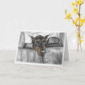 車のドーベルマン犬の乗馬 カード (黄色い花)