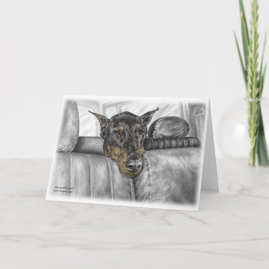 車のドーベルマン犬の乗馬 カード (正面)