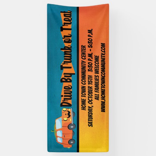 車のハロウィーンをトランクまたは治療でドライブ 横断幕 (縦)