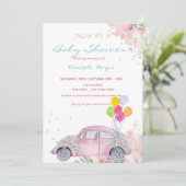 車のバルーンはフローラをベビーシャワーで駆動 招待状 (スタンド正面)