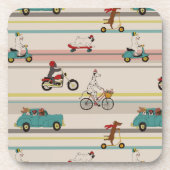 車のパターンで移動する犬 コースター (正面)