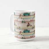 車のパターンで移動する犬 コーヒーマグカップ (正面左)