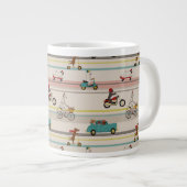 車のパターンで移動する犬 ジャンボコーヒーマグカップ (正面右)