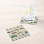 車のパターンで移動する犬 スクエアペーパーコースター (インサイチュ)